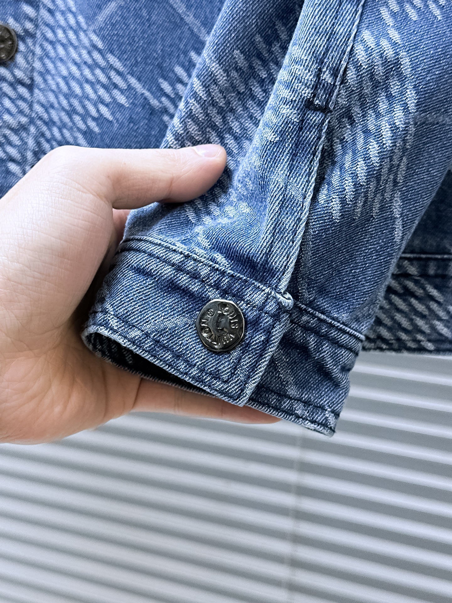 LOUIS VUITTON LV SHIRT JACKET IN BLUE DAMIER DENIM 239128