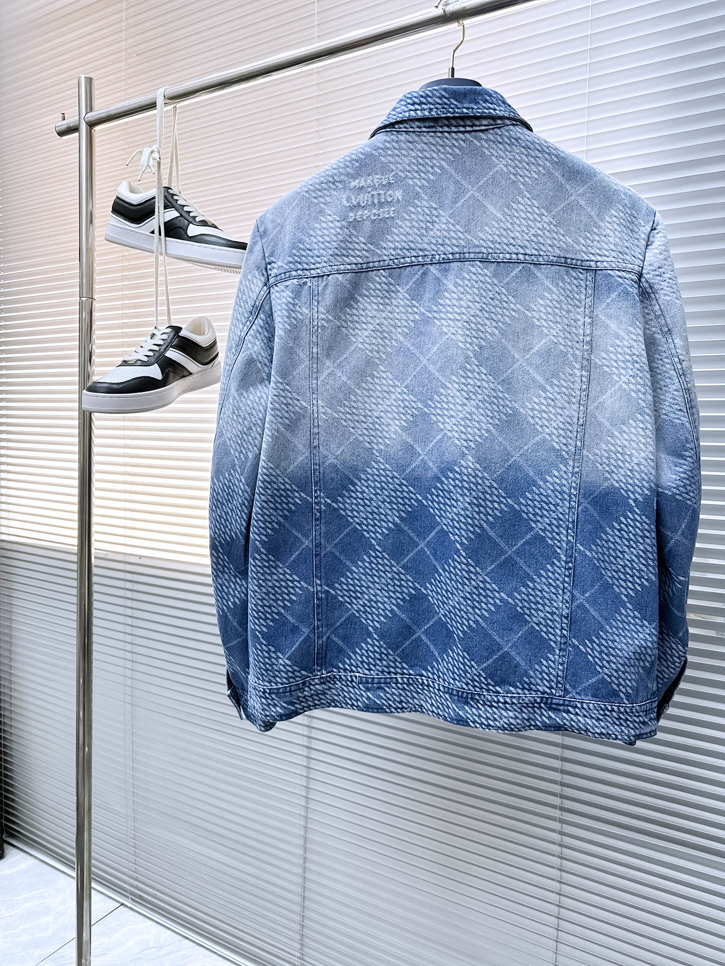 LOUIS VUITTON LV SHIRT JACKET IN BLUE DAMIER DENIM 239128