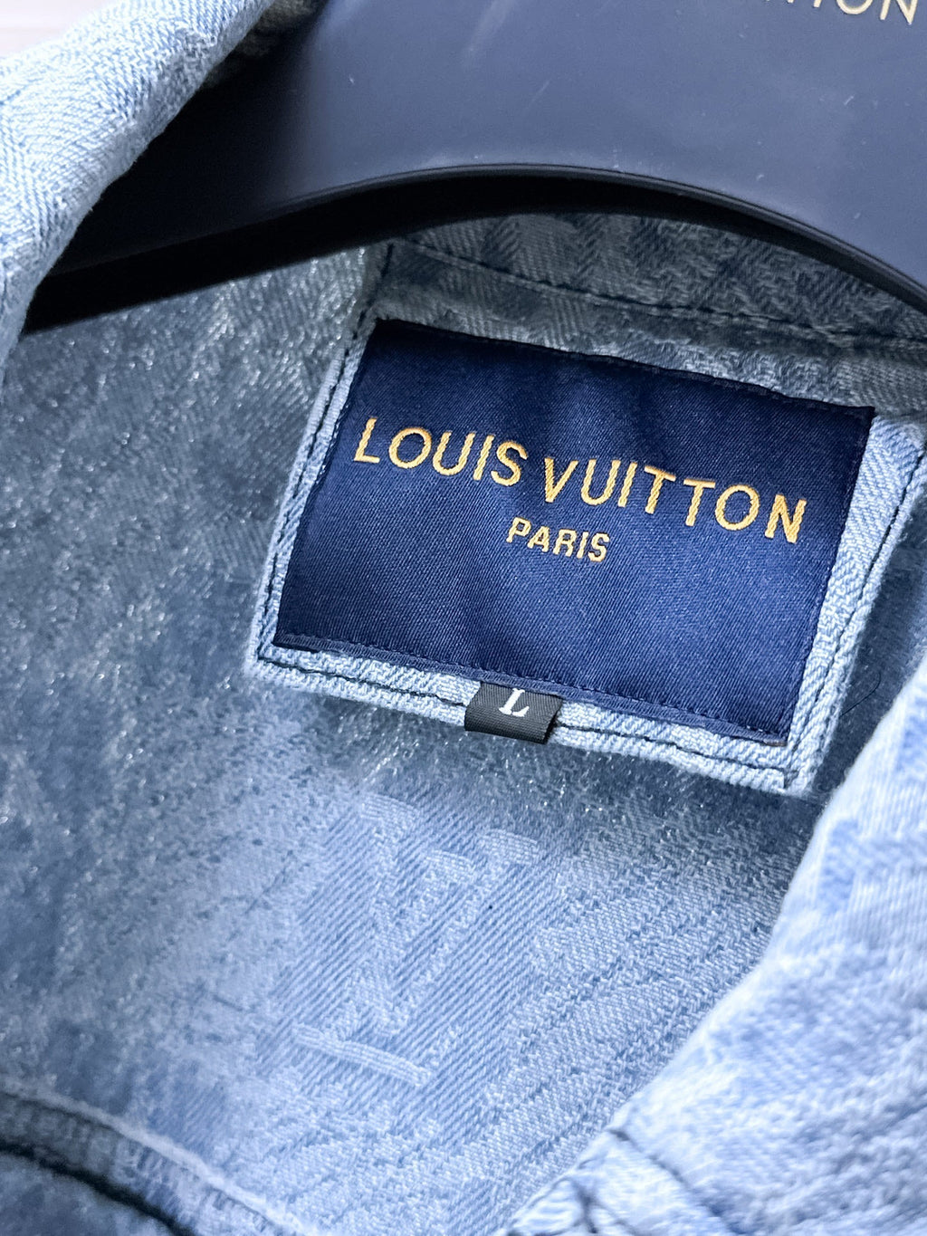 LOUIS VUITTON LV SHIRT JACKET IN LIGHT BLUE MONOGRAM MIX DAMIER DENIM 239121