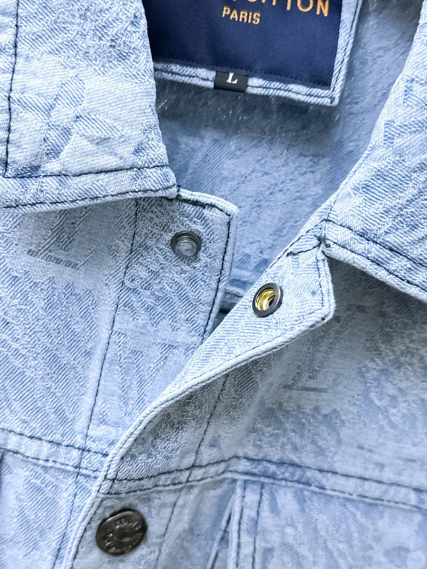 LOUIS VUITTON LV SHIRT JACKET IN LIGHT BLUE MONOGRAM MIX DAMIER DENIM 239121