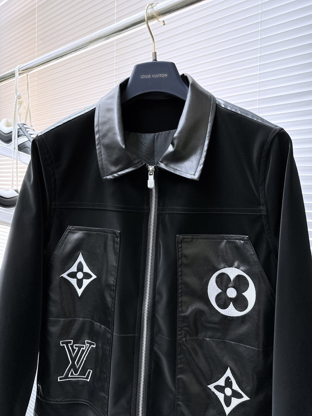 LOUIS VUITTON LV SHIRT JACKET IN BLACK SOFT CALFSKIN 239124