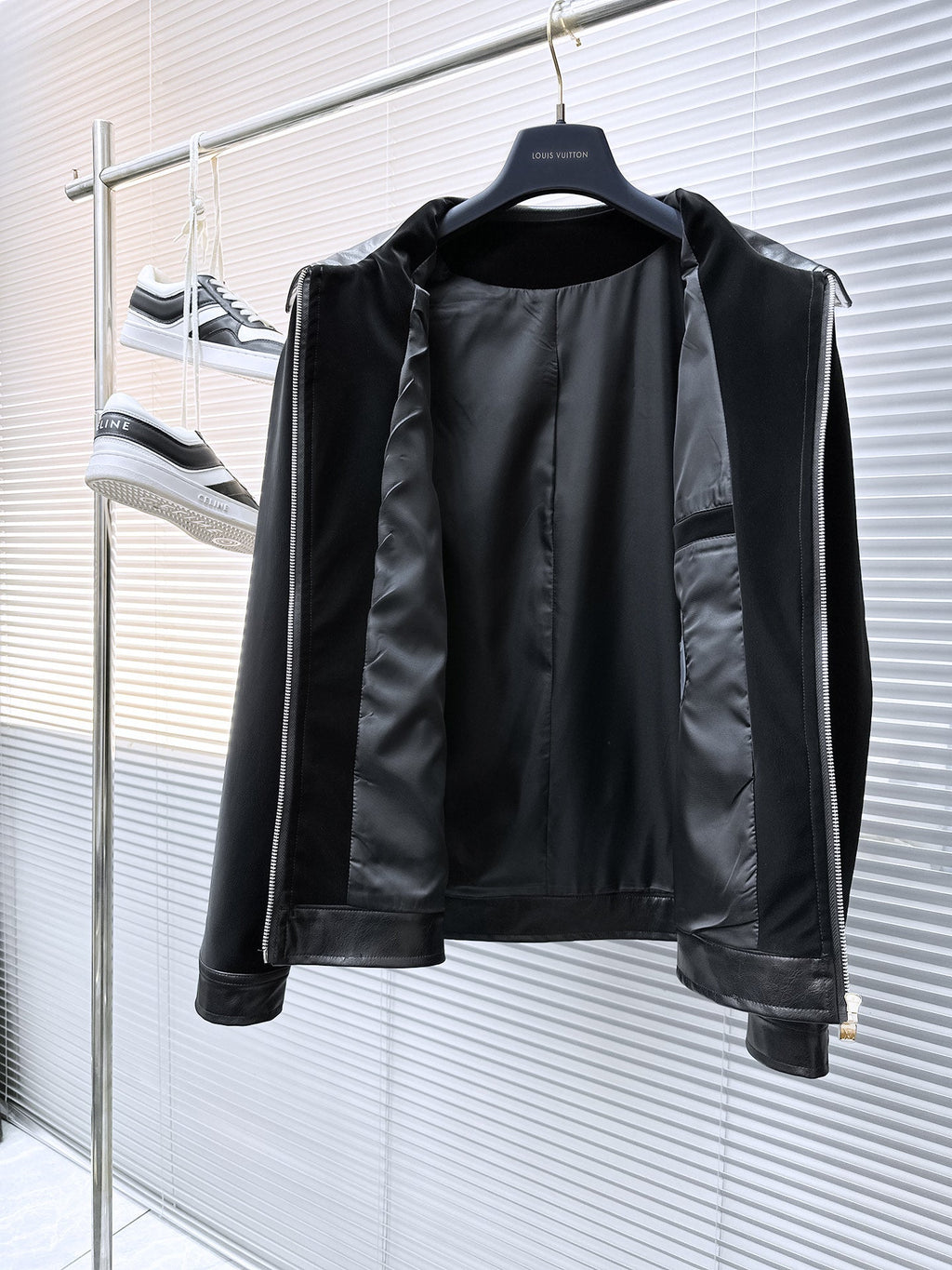 LOUIS VUITTON LV SHIRT JACKET IN BLACK SOFT CALFSKIN 239124