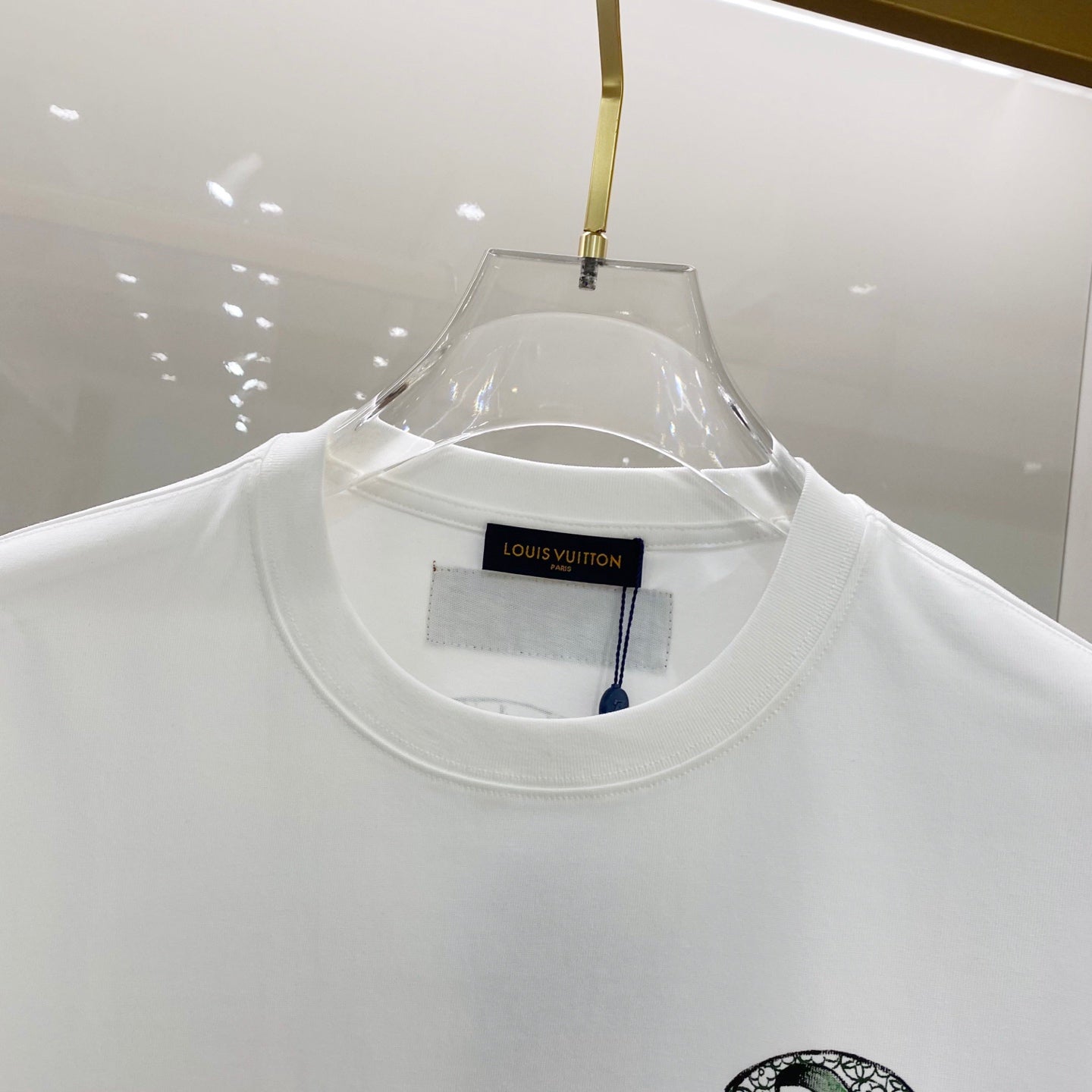 LOUIS VUITTON LV T-SHIRT WHITE COTTON HAND-PAINTED LOGO 238851
