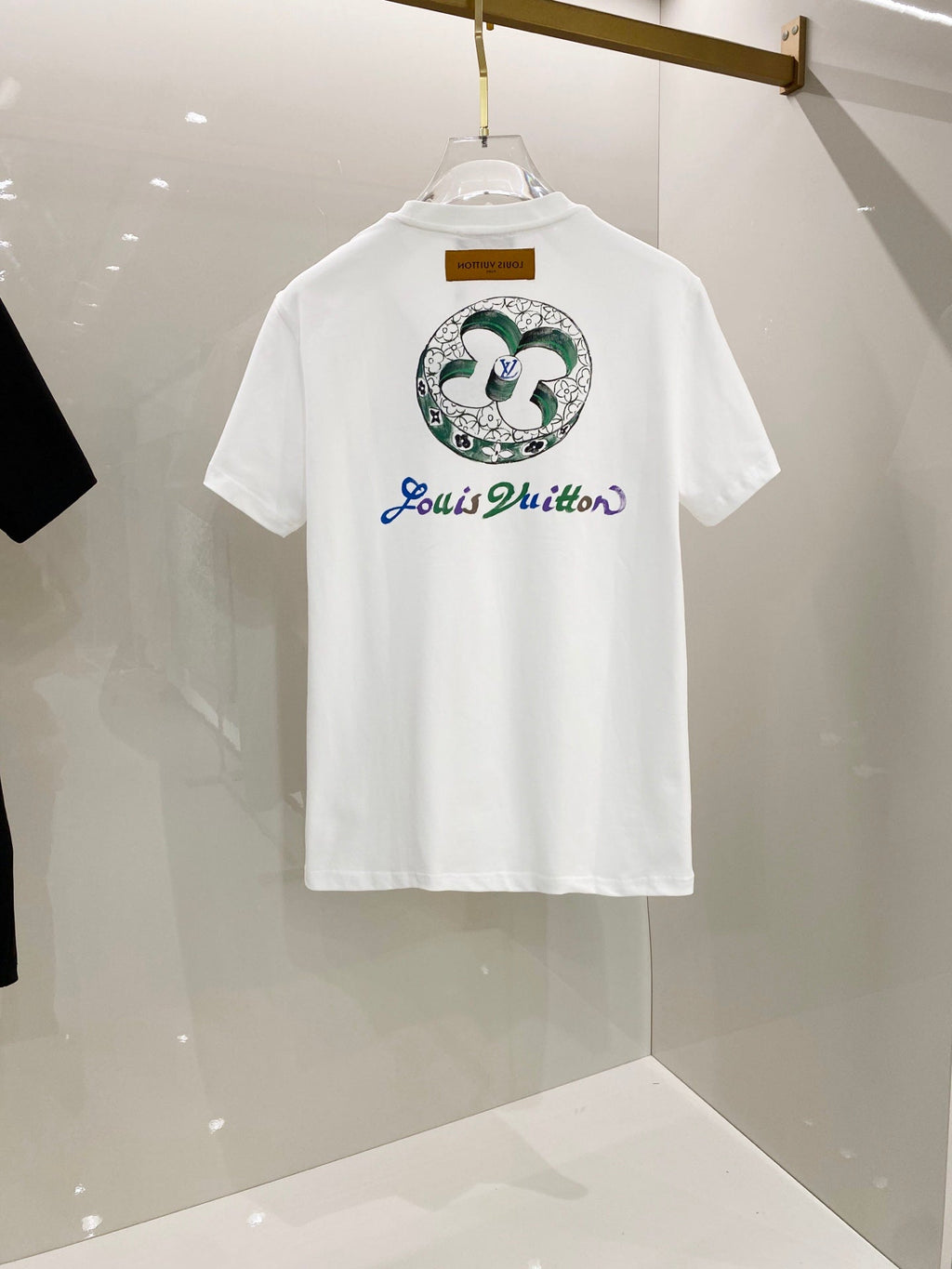 LOUIS VUITTON LV T-SHIRT WHITE COTTON HAND-PAINTED LOGO 238851