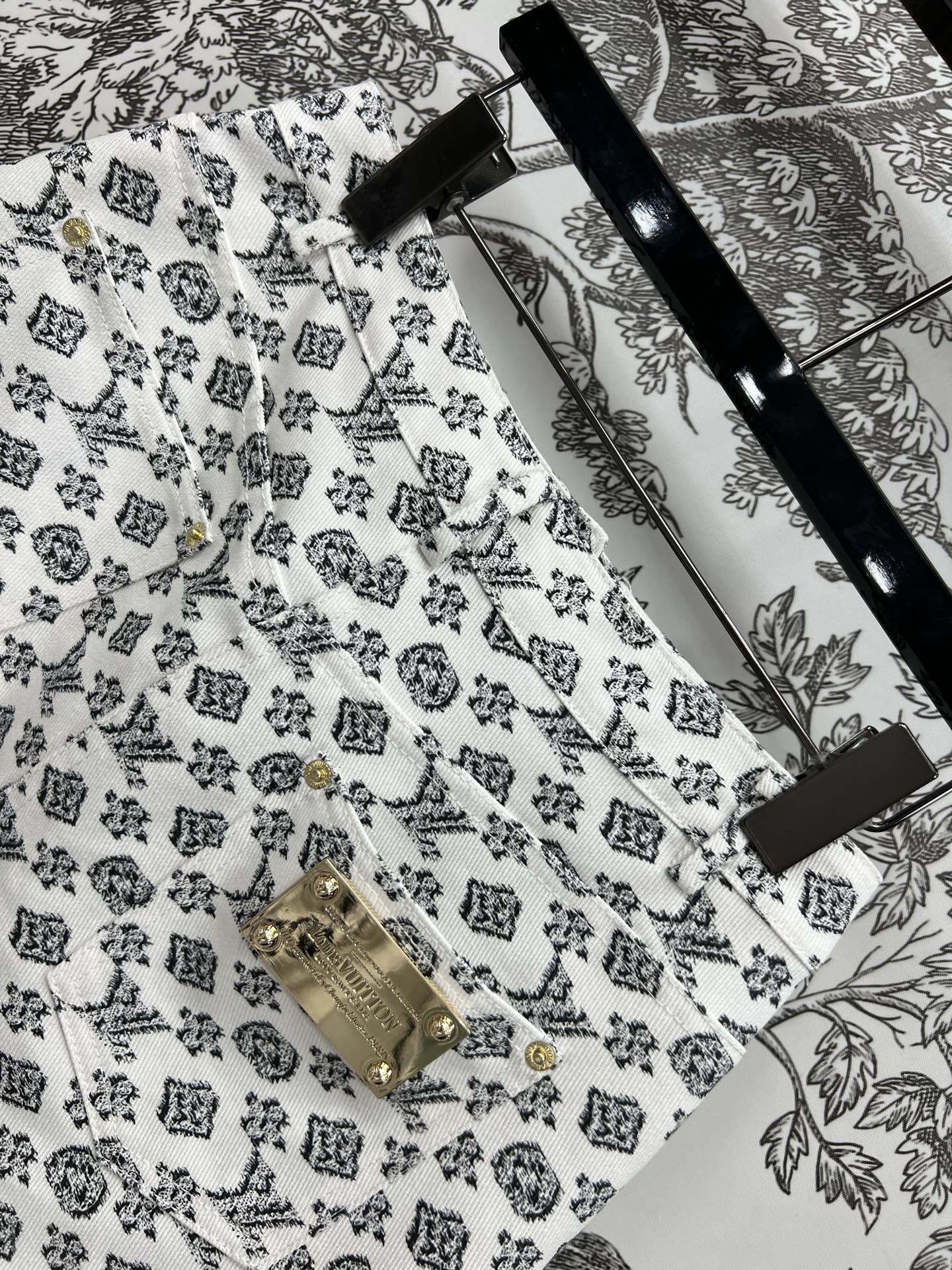 LOUIS VUITTON LV JACQUARD PATTERN DENIM SKIRT 274631