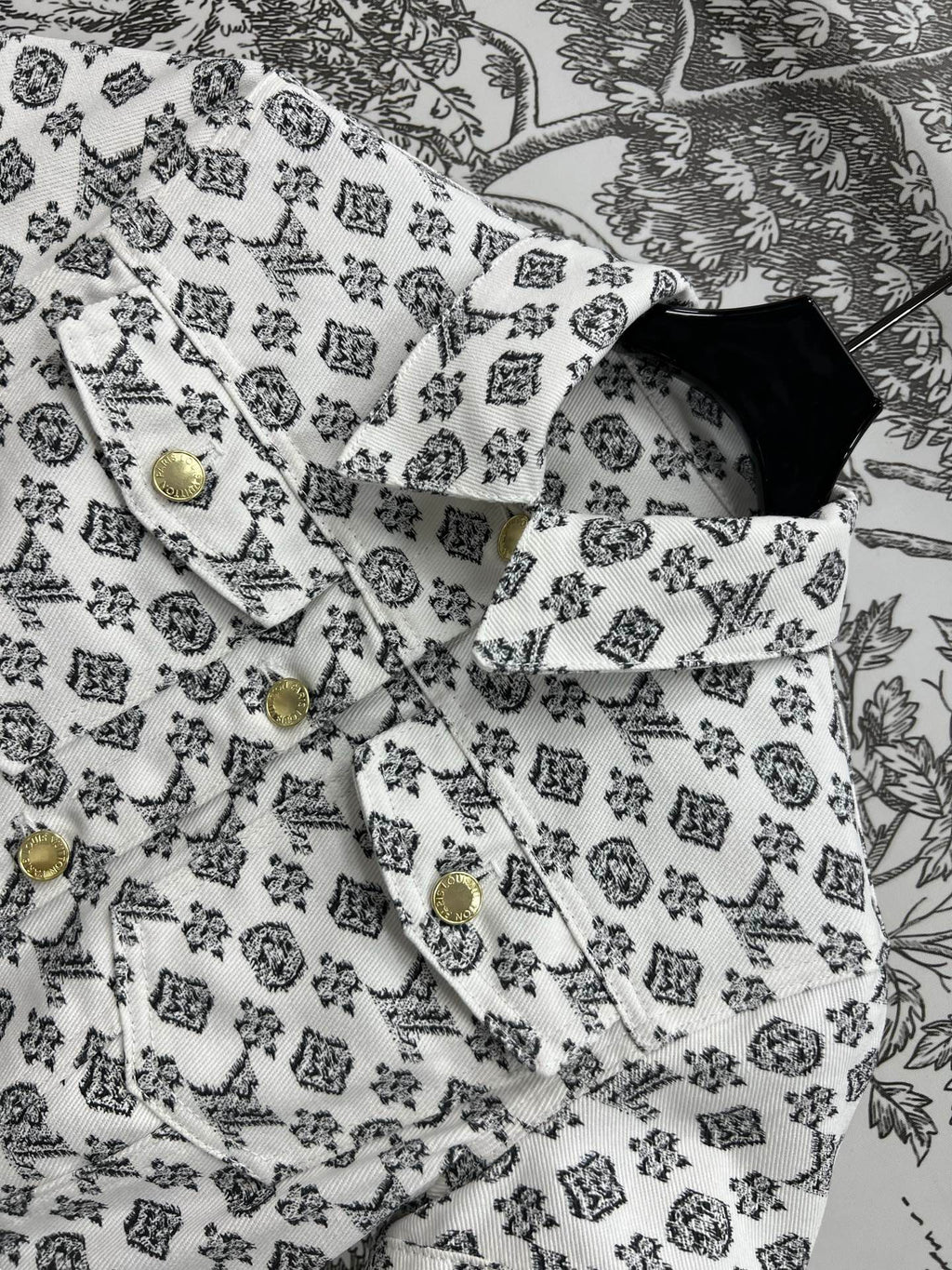 LOUIS VUITTON LV JACQUARD PATTERN ROUND NECK DENIM DRESS 274622