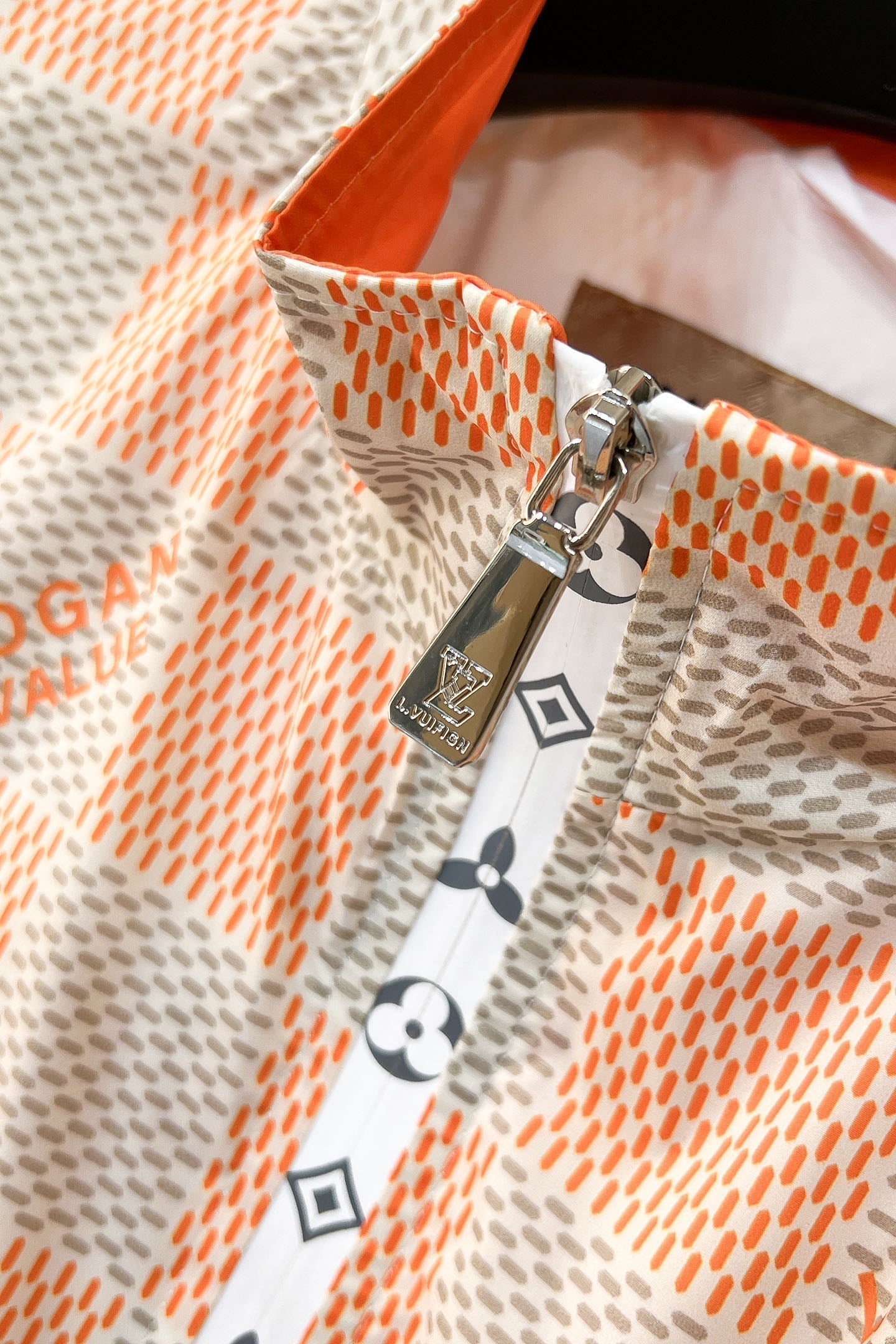 LOUIS VUITTON LV ORANGE AND GRAY DAMIER JACKET 239117
