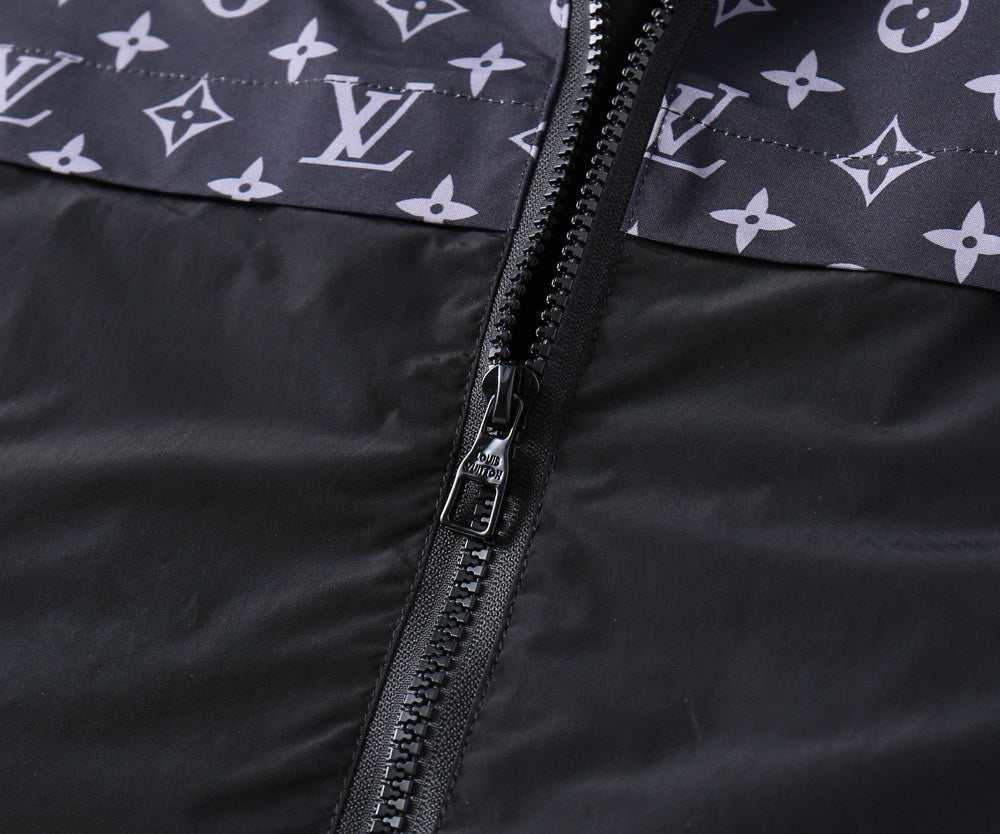 LOUIS VUITTON LV HOODED JACKET NAVY BLUE MONOGRAM AND BLACK 239169