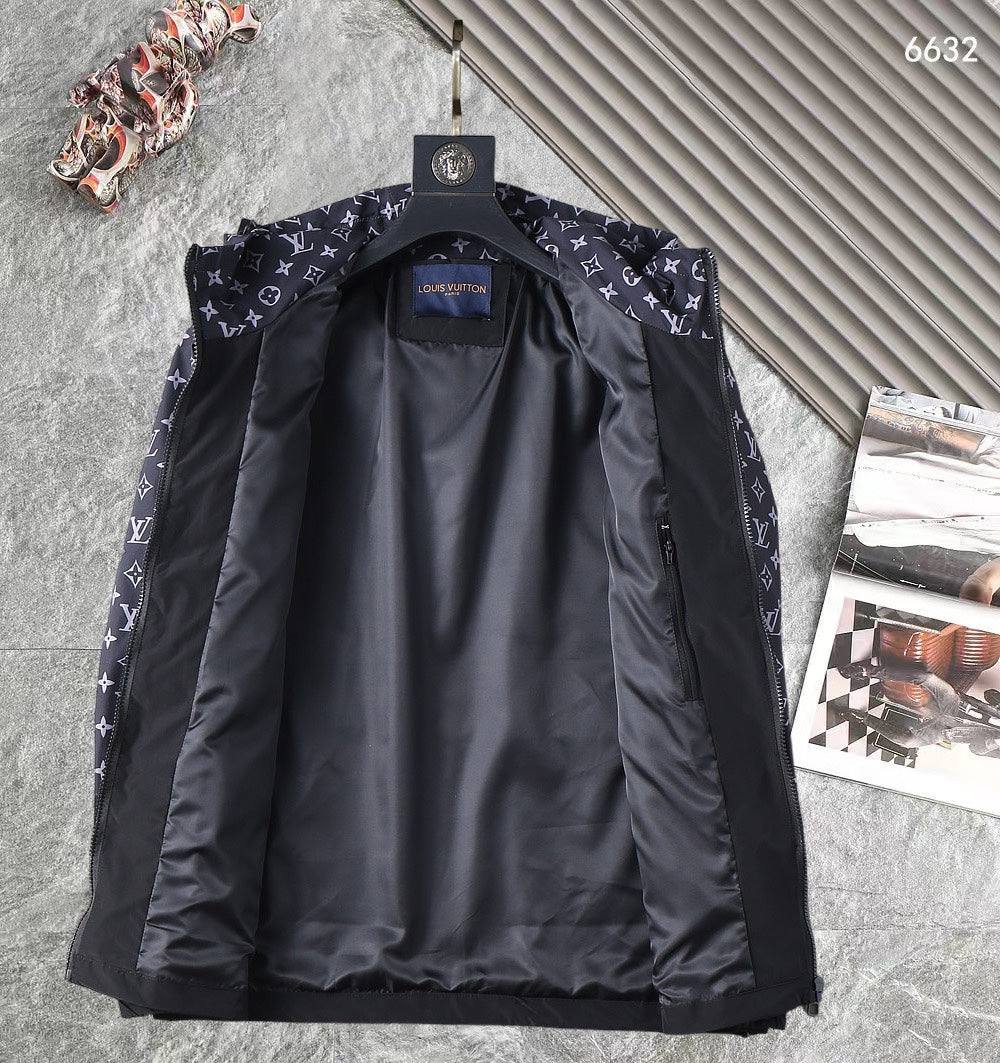 LOUIS VUITTON LV HOODED JACKET NAVY BLUE MONOGRAM AND BLACK 239169