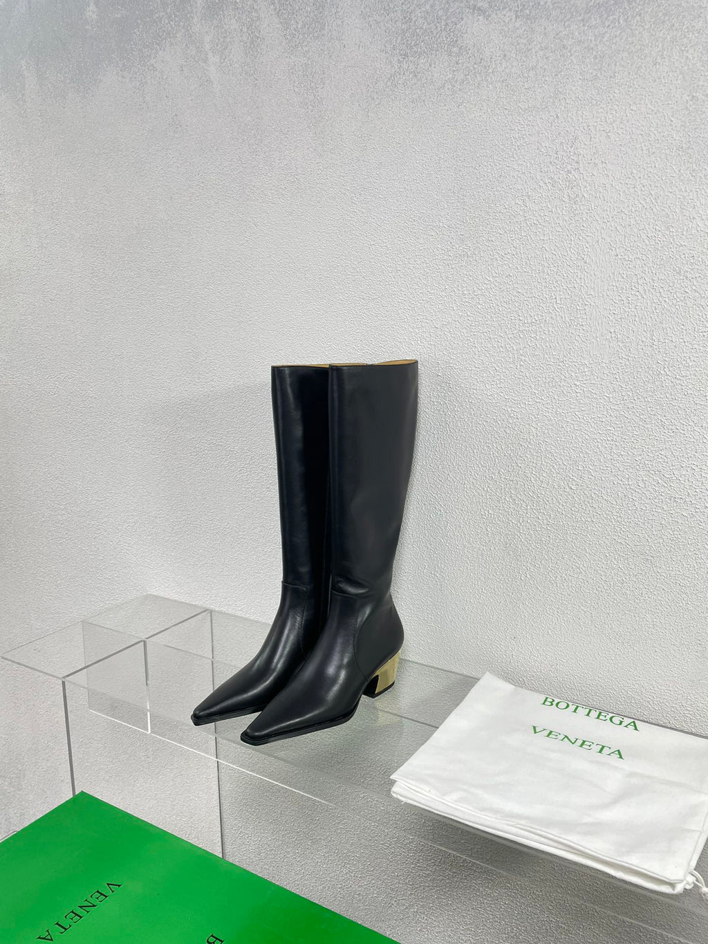 BOTTEGA VENETA TEX HIGH BOOT IN BLACK CALFSKIN