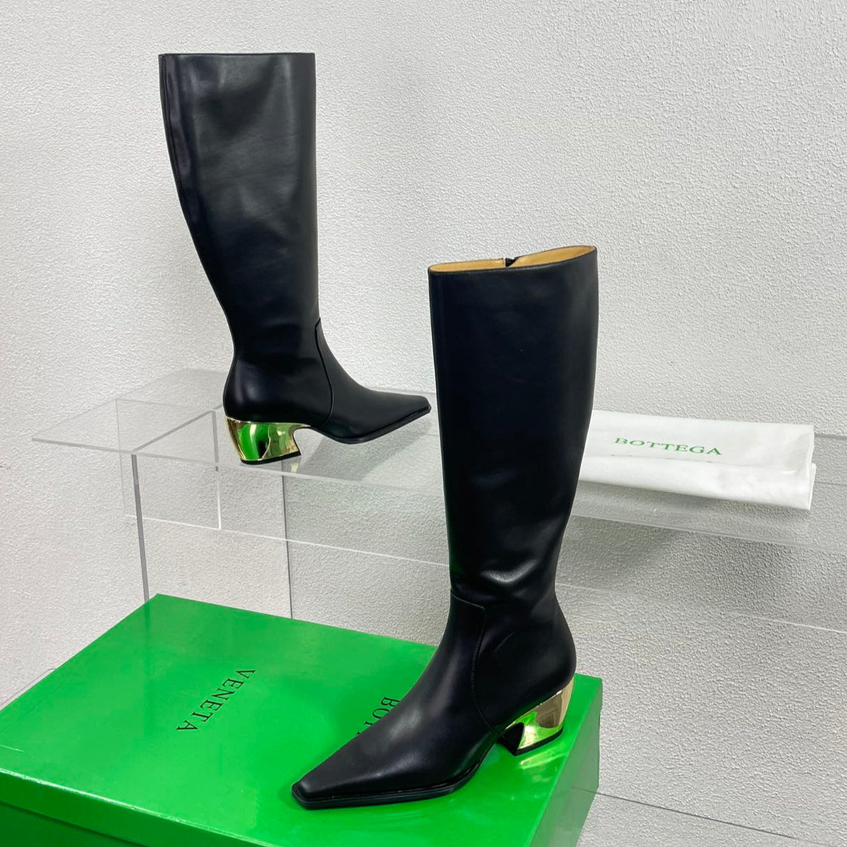BOTTEGA VENETA TEX HIGH BOOT IN BLACK CALFSKIN
