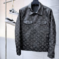 LOUIS VUITTON LV SHIRT JACKET IN BLACK MONOGRAM EMBROIDERED CALFSKIN 239119