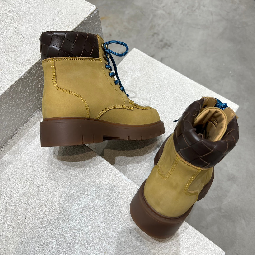 BOTTEGA VENETA HADDOCK LACE-UP ANKLE BOOT IN CIDER BROWN SUEDE