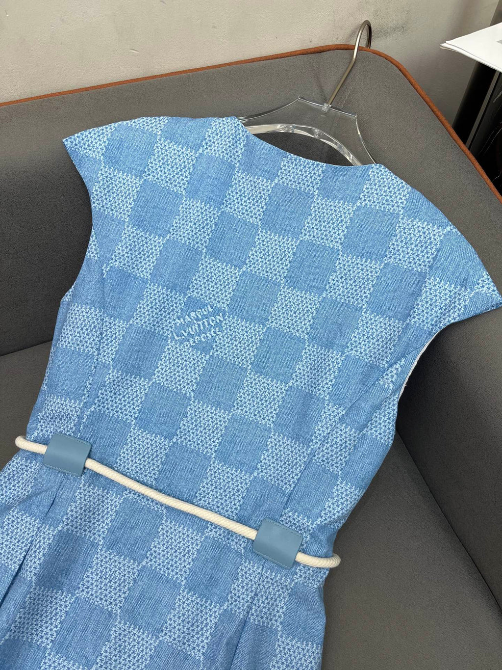 LOUIS VUITTON LV FRONT ZIP SLEEVELESS DRESS BLUE 25S IN POLYESTER 266638