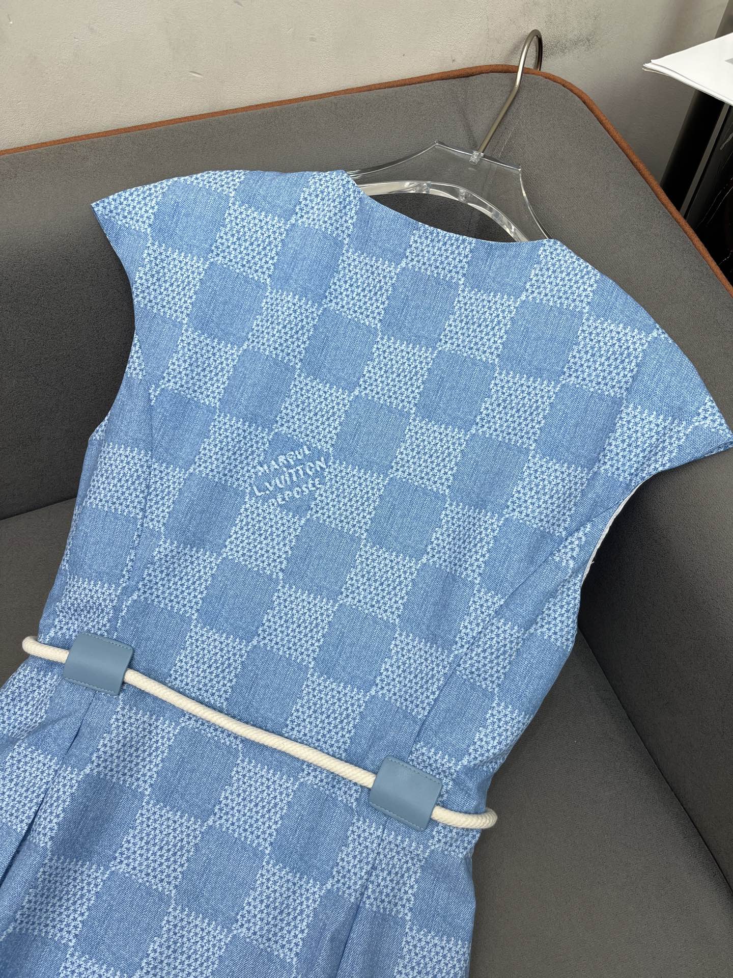 LOUIS VUITTON LV FRONT ZIP SLEEVELESS DRESS BLUE 25S IN POLYESTER 266638