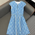 LOUIS VUITTON LV FRONT ZIP SLEEVELESS DRESS BLUE 25S IN POLYESTER 266638