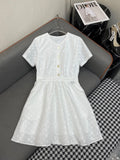 LOUIS VUITTON WHITE EMBOSSED LOGO DRESS