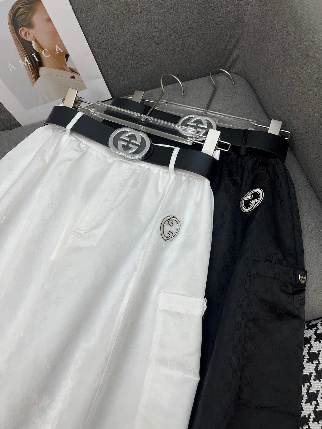 GUCCI NEW STYLE DRESS JACQUARD DOUBLE G HAS A BELT 266712