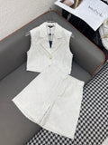 LOUIS VUITTON SET SLEEVELESS TOP AND SHORTS IN WHITE DENIM