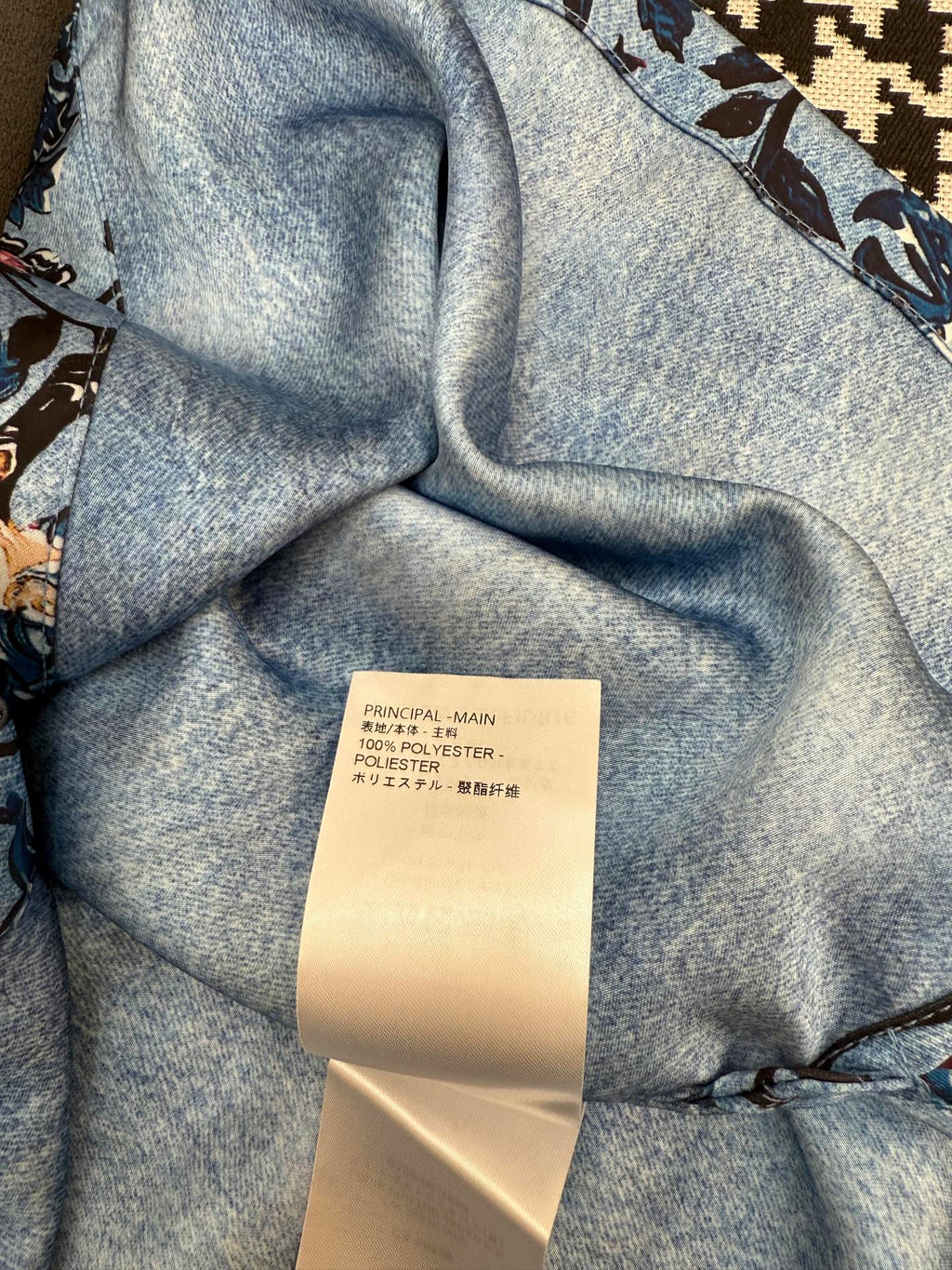 LOUIS VUITTON LV LONG-SLEEVE FLORAL PRINT SHIRT DRESS IN BLUE