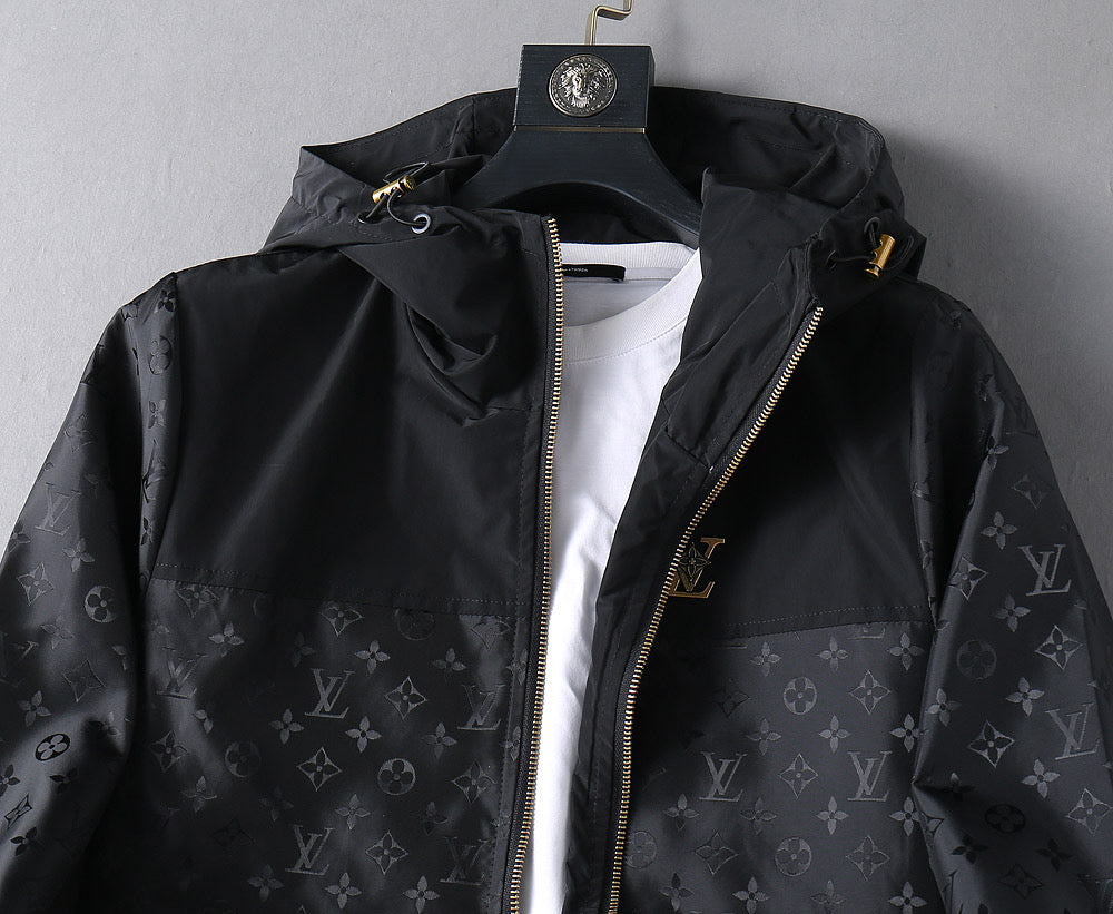 LOUIS VUITTON LV BLACK MONOGRAM HOODED JACKET 239052