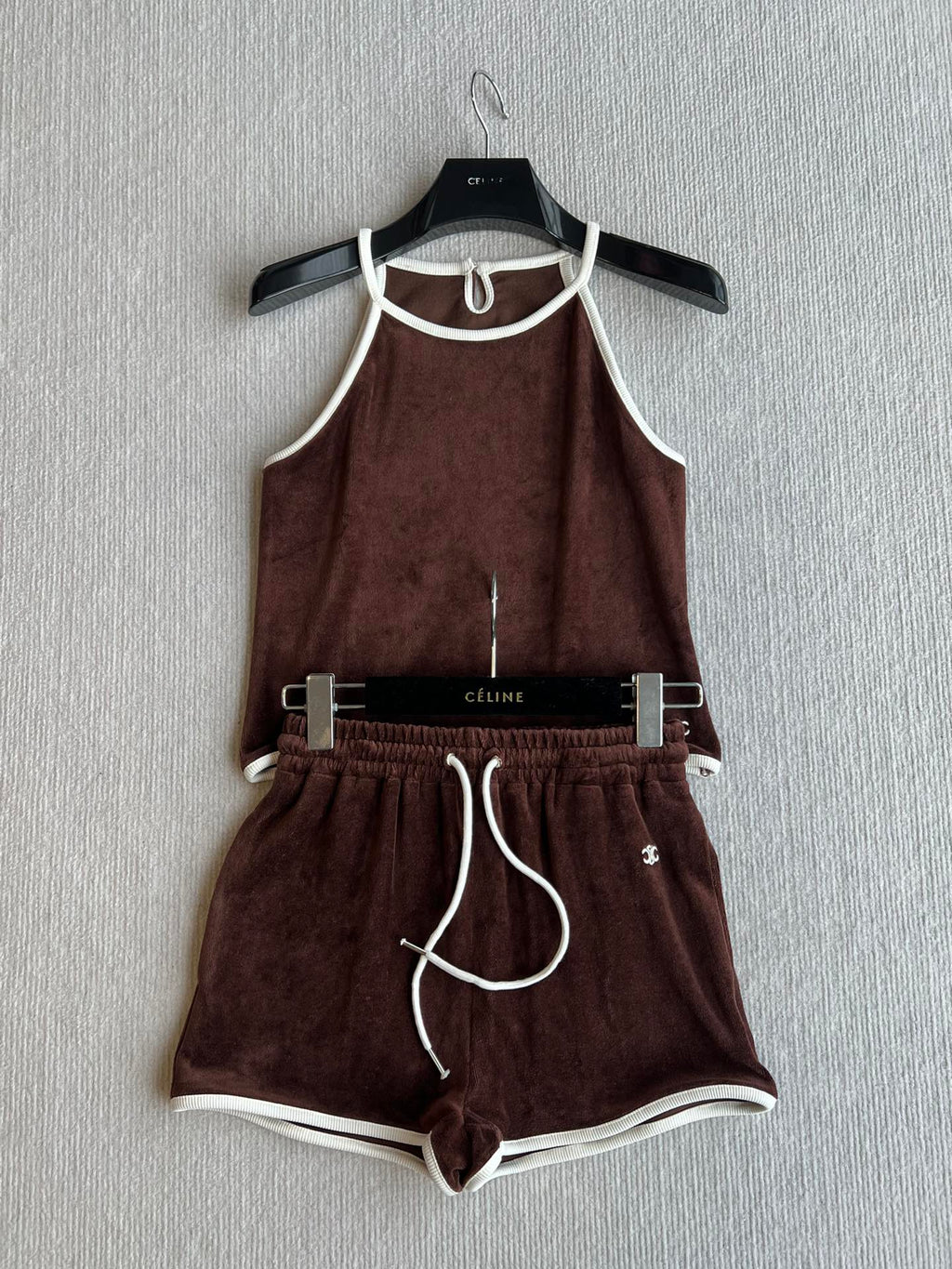CELINE VELVET DRAWSTRING WAIST SHORTS 275633