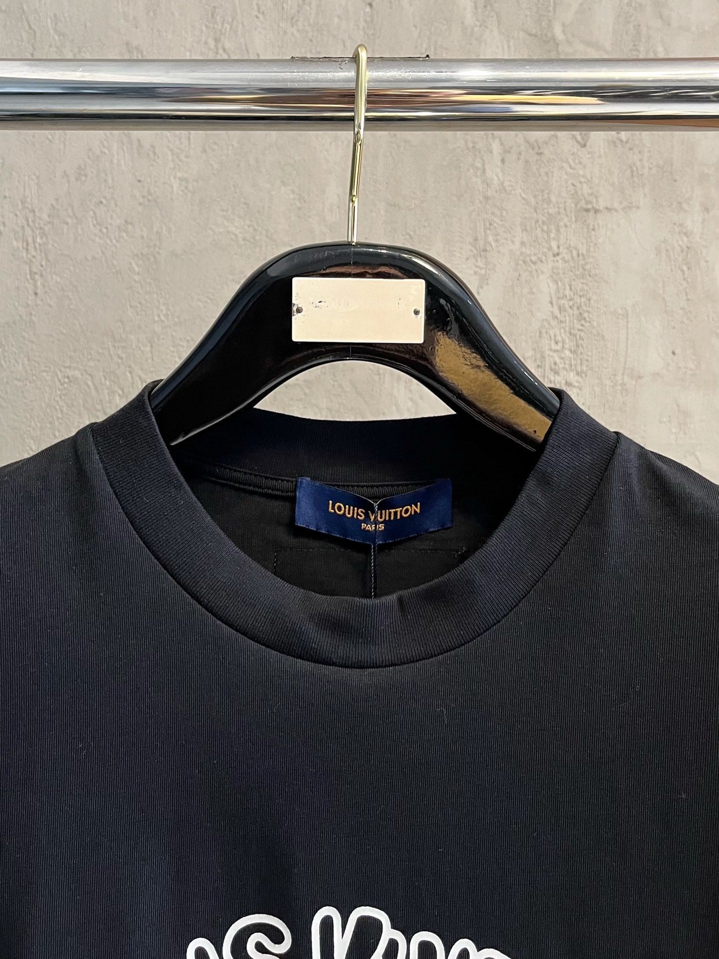 LOUIS VUITTON LV T-SHIRT IN BLACK COTTON LOGO PRINT 238866