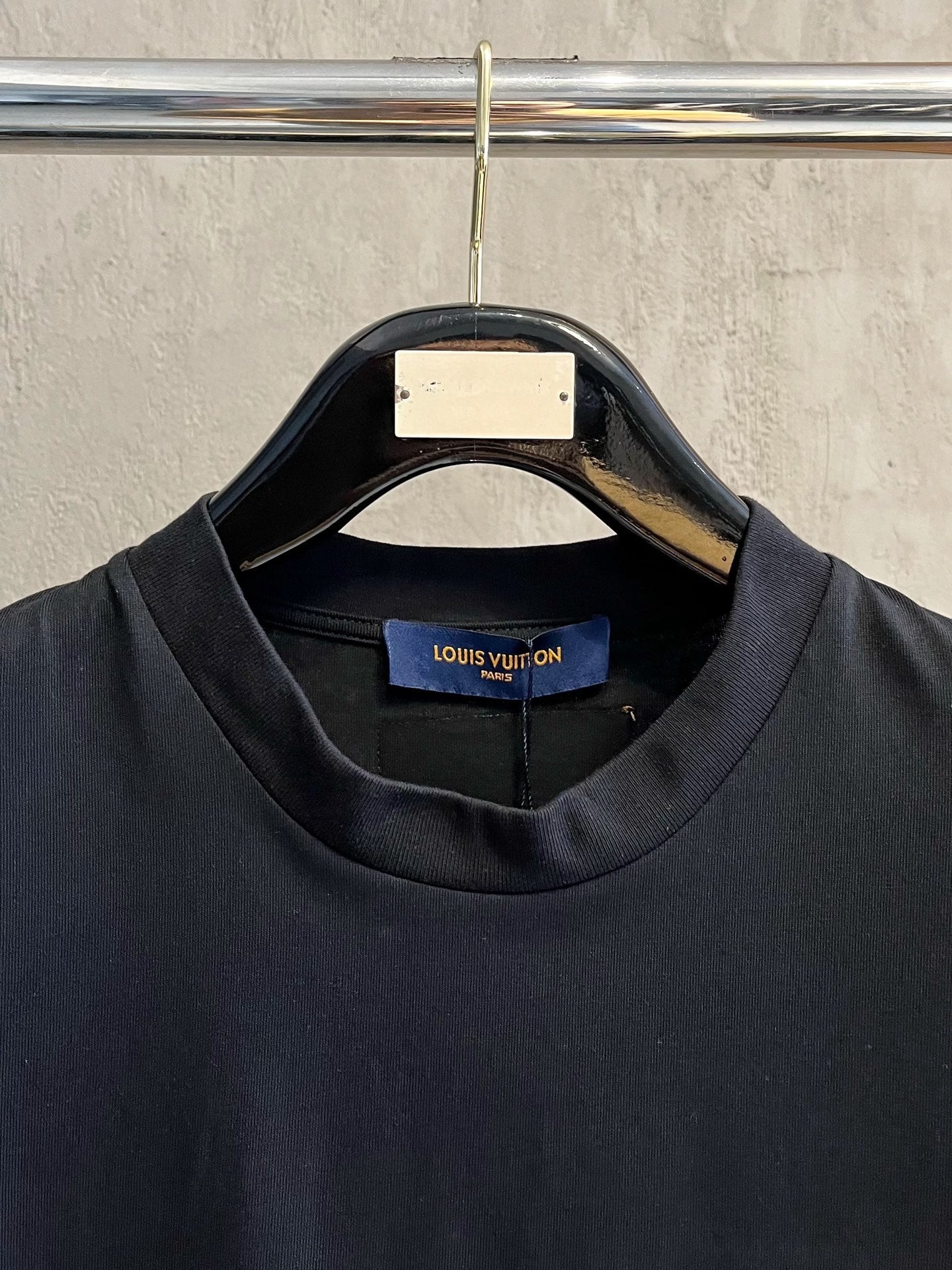 LOUIS VUITTON LV BLACK COTTON T-SHIRT EMBROIDERED LOGO 238862