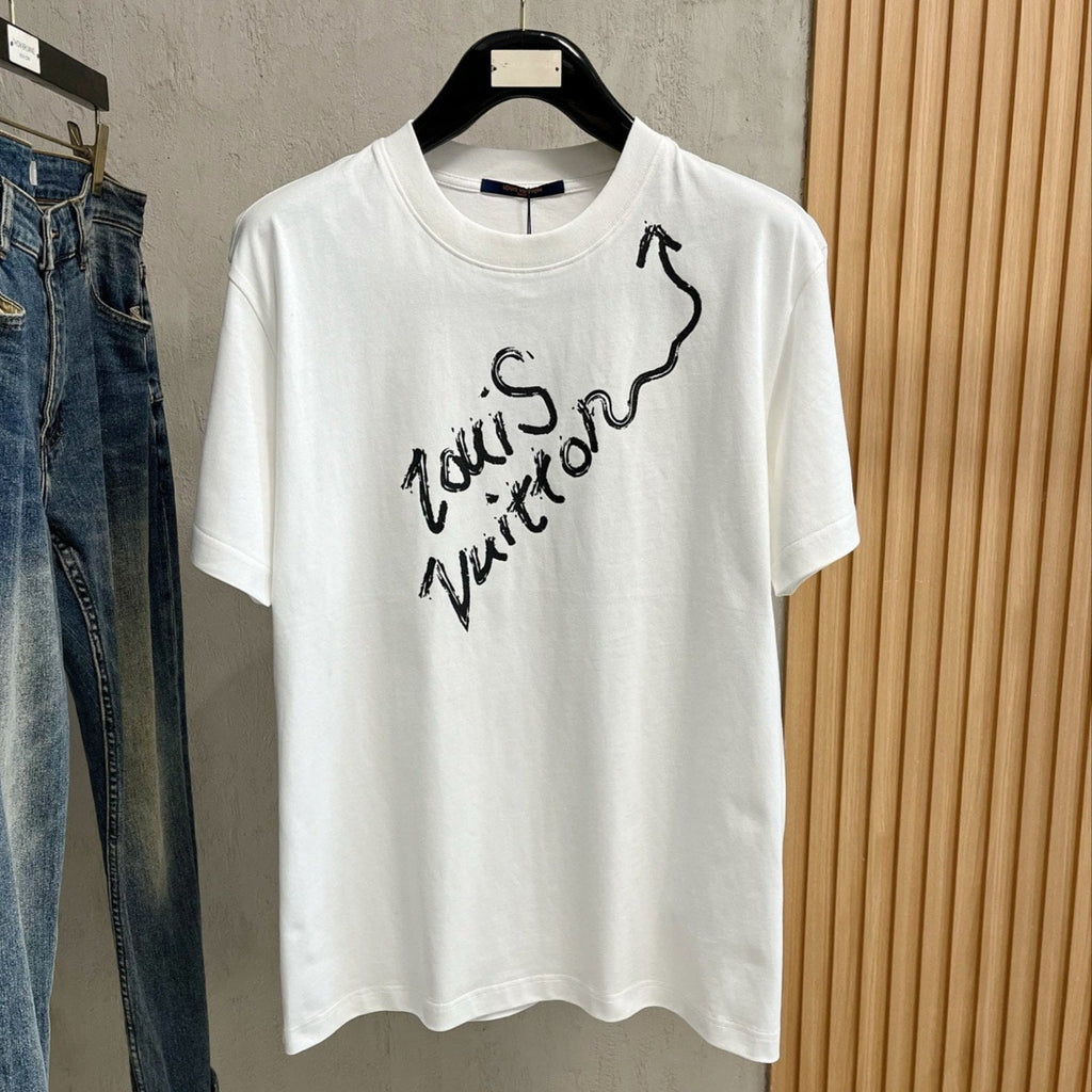 LOUIS VUITTON LV T-SHIRT IN WHITE PURE COTTON LOGO PRINT 238775
