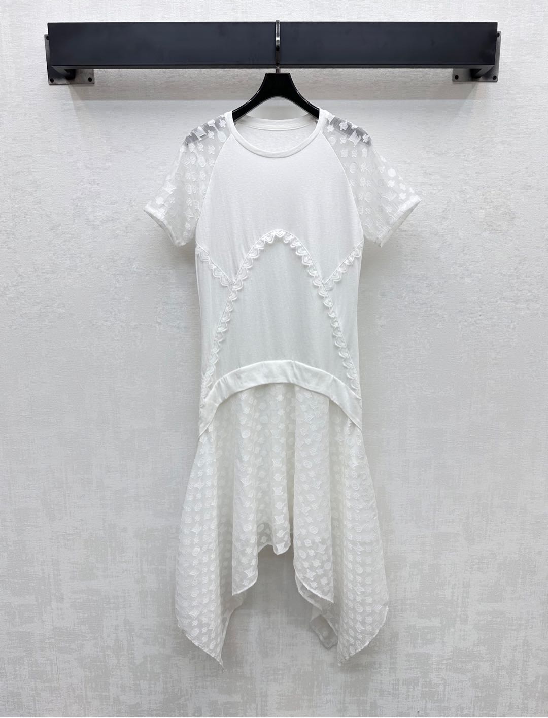 LOUIS VUITTON LV WHITE COTTON SHORT-SLEEVE DRESS 263735