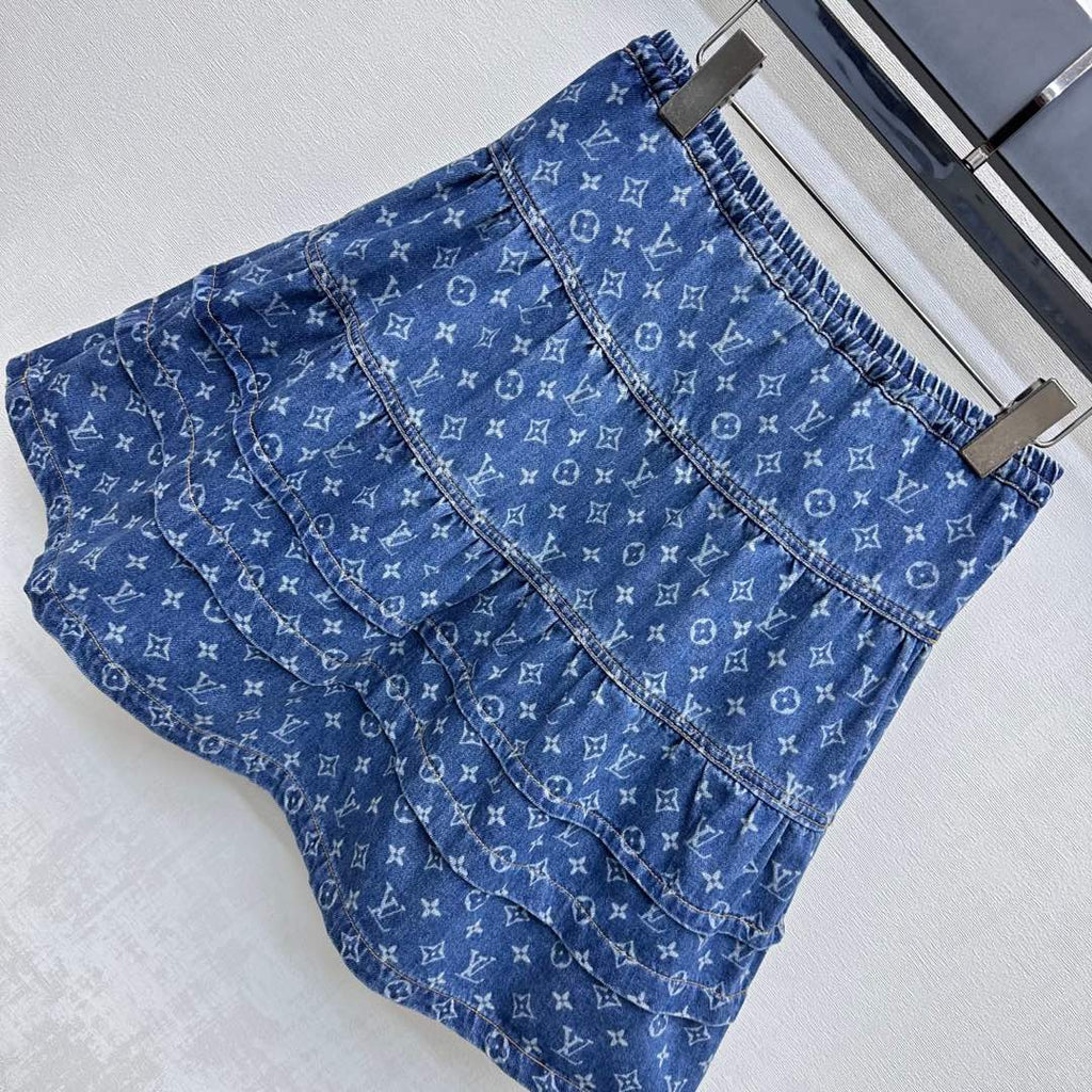 LOUIS VUITTON LV DENIM SKIRT WITH LOGO PRINT 274802