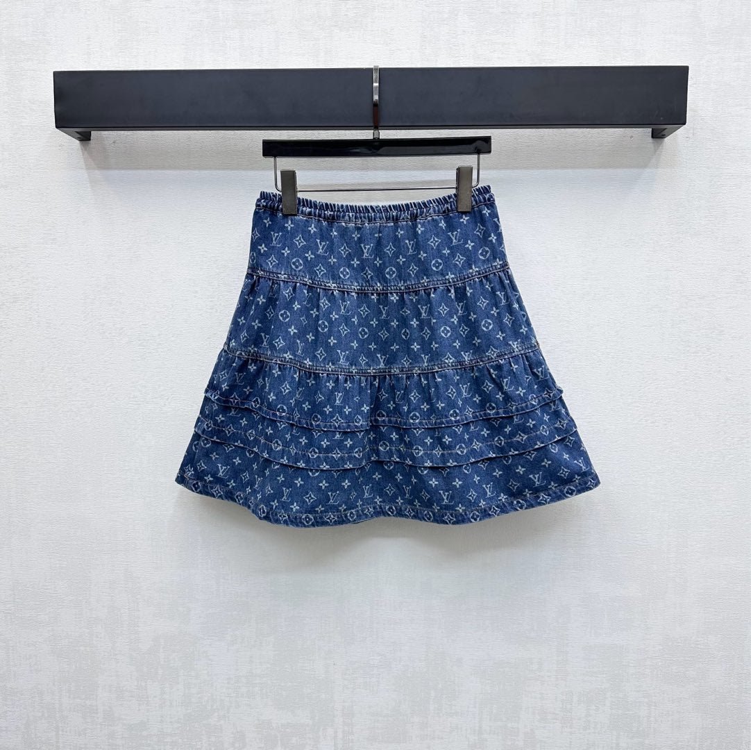 LOUIS VUITTON LV DENIM SKIRT WITH LOGO PRINT 274802