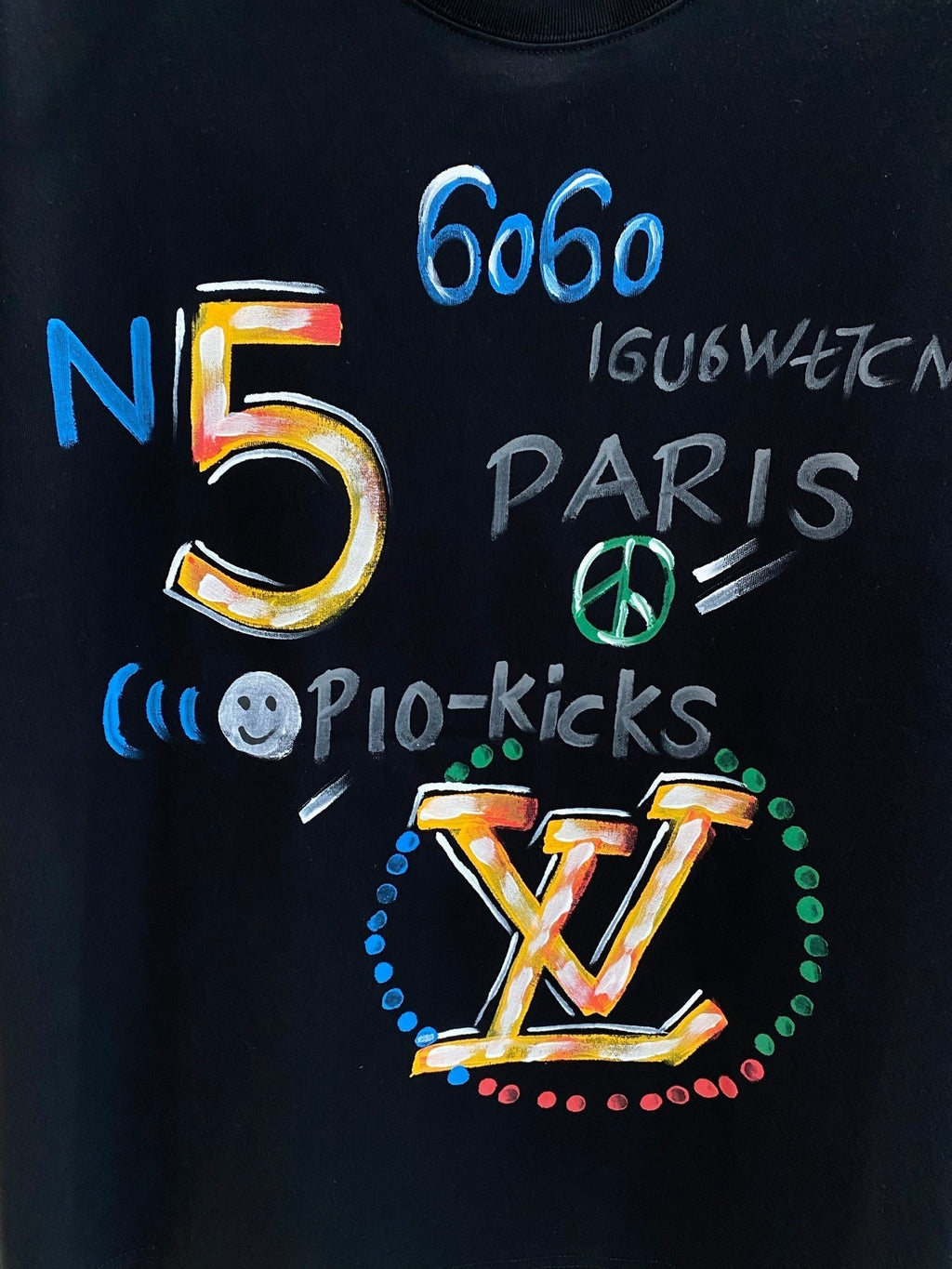 LOUIS VUITTON LV BLACK COTTON GRAFFITI T-SHIRT 238908
