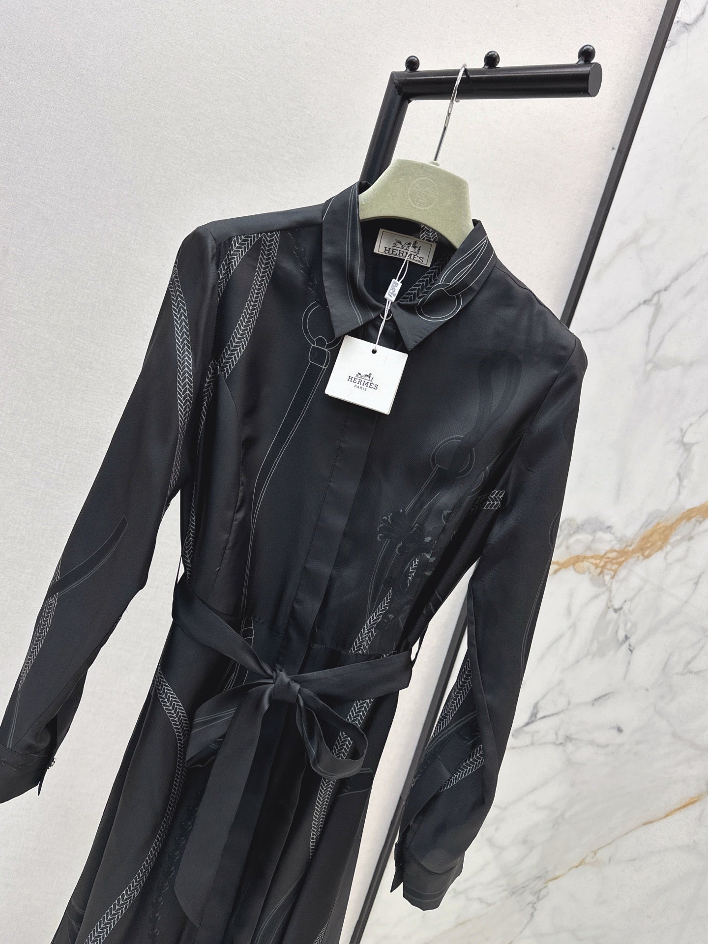 HERMES HERMES 25S LONG SILK DRESS 80580