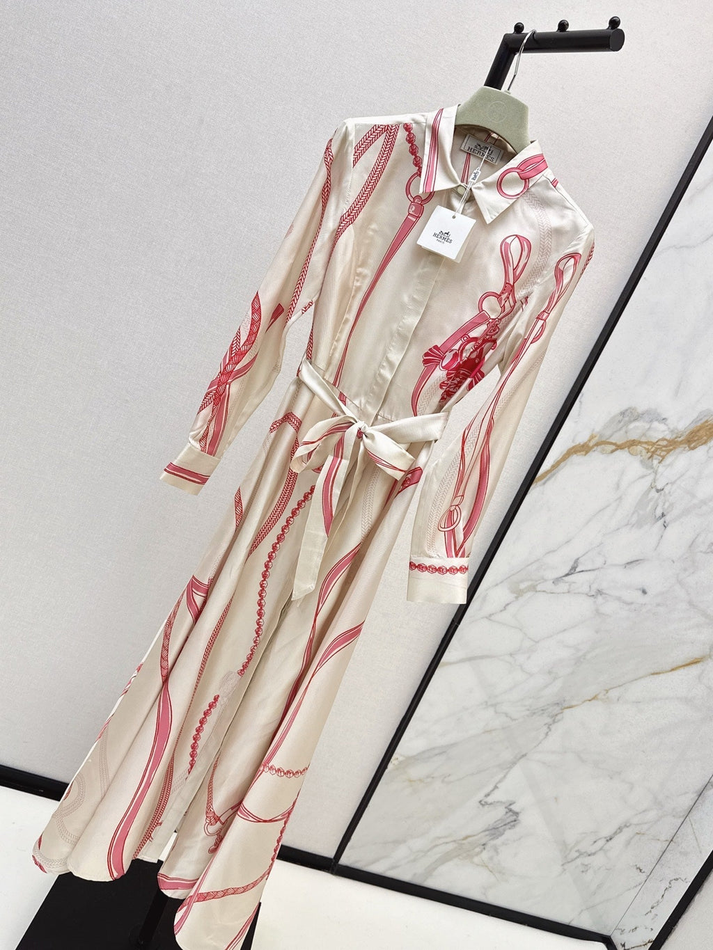 HERMES HERMES 25S LONG SILK DRESS 134