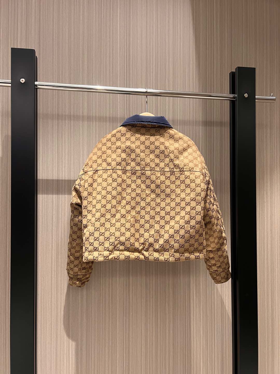 GUCCI Gucci Quilted Jacket Beige Blue Polyester Fiber