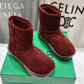 BOTTEGA VENETA SNAP MINI ANKLE BOOTS IN JAM RED SUEDE AND SHEARLING LINING