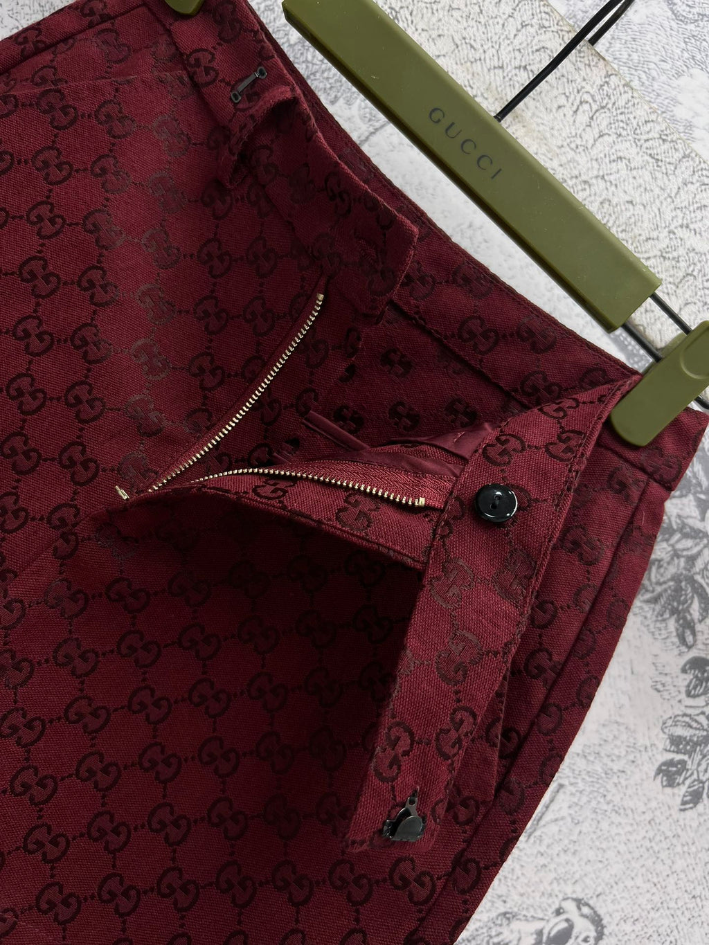 GUCCI Gucci High Waist Short Red Jacquard Fabric
