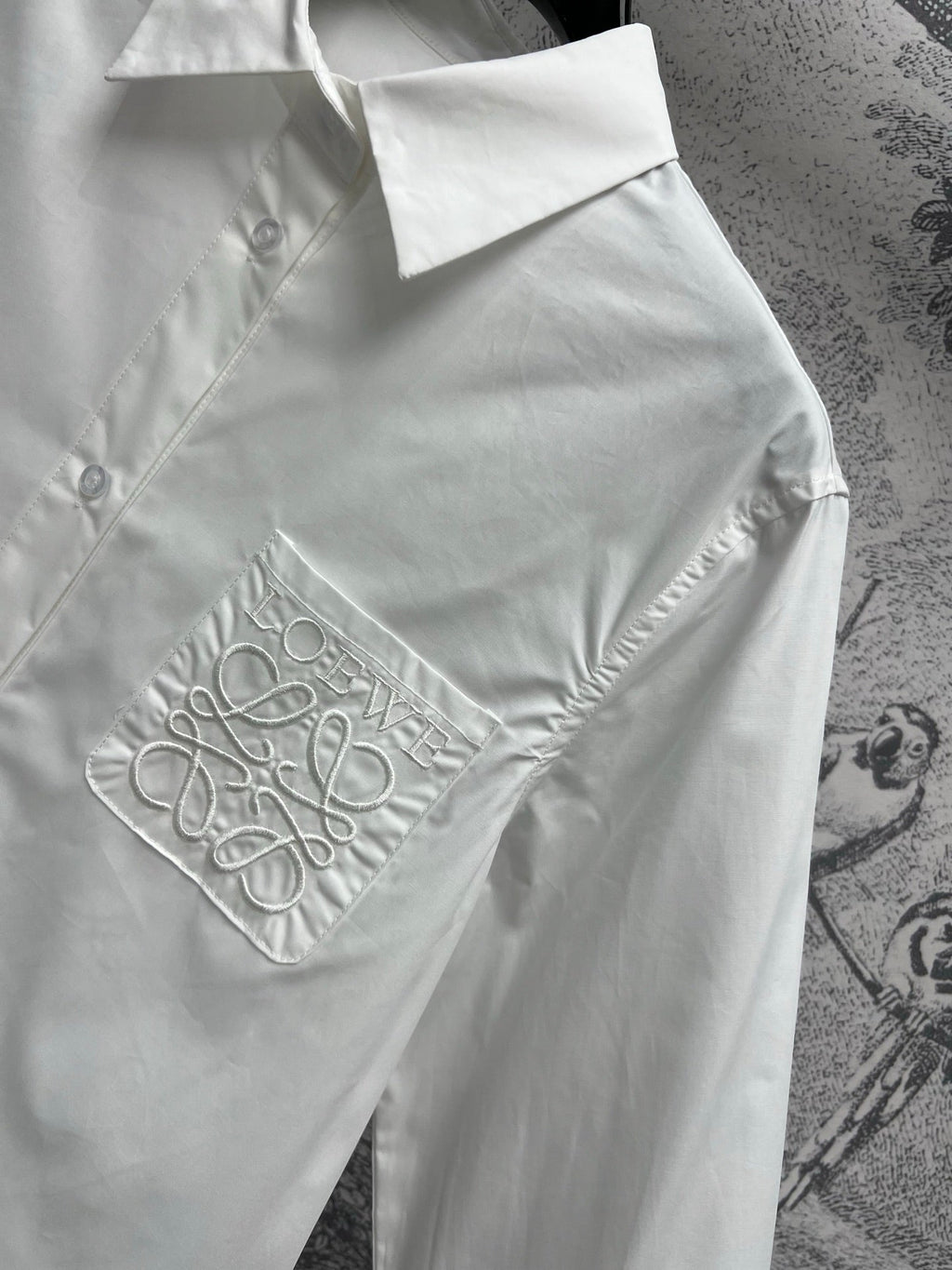 Loewe Logo Embroidered Shirt White Cotton